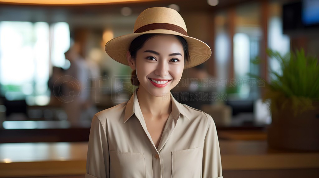 酒店服务员肖像摄影图片