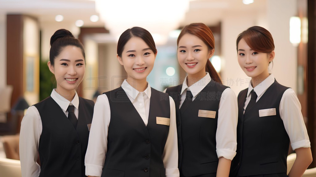 多人酒店服务人员群像摄影图片
