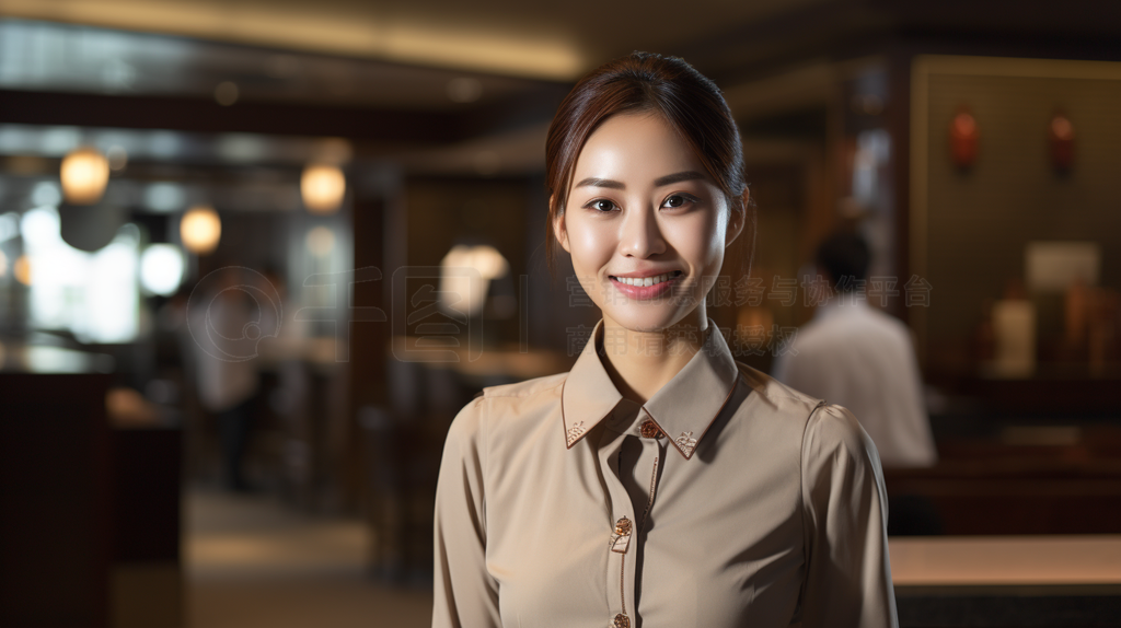 酒店服务员肖像摄影图片